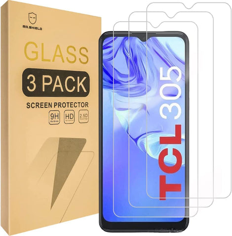 Mr.Shield [3-Pack] Designed For TCL 30E / TCL 305 / TCL 306 [Tempered Glass] [Japan Glass with 9H Hardness] Screen Protector with Lifetime Replacement