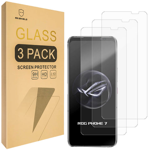 Mr.Shield [3-Pack] Screen Protector For Asus Rog Phone 7 / Rog Phone 7 Ultimate [Tempered Glass] [Japan Glass with 9H Hardness] Screen Protector with Lifetime Replacement