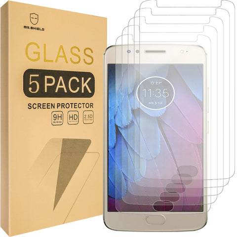 Mr.Shield [5-PACK] Designed For Motorola Moto G5S Plus/Moto G5S+ (Will NOT fit for G5 Plus) [Tempered Glass] Screen Protector with Lifetime Replacement