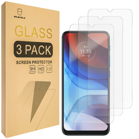 Mr.Shield [3-Pack] Designed For Motorola (MOTO E7 Power) [Upgrade Maximum Cover Screen Version] [Tempered Glass] [Japan Glass with 9H Hardness] Screen Protector with Lifetime Replacement