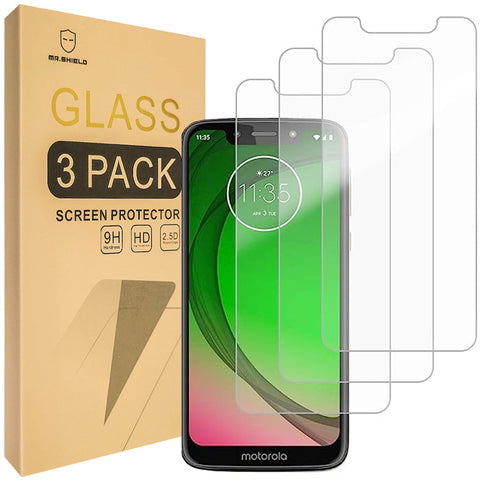 Mr.Shield [3-PACK] Designed For Motorola (Moto G7 Play)[Upgrade Maximum Cover Screen Version] [Tempered Glass] Screen Protector with Lifetime Replacement