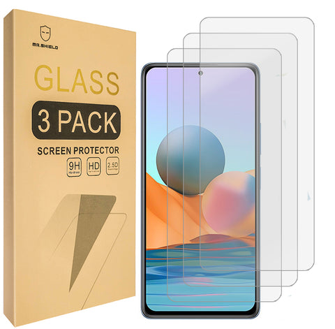 Mr.Shield [3-Pack] Designed For Xiaomi (Redmi Note 10 Pro Max) [Tempered Glass] [Japan Glass with 9H Hardness] Screen Protector with Lifetime Replacement