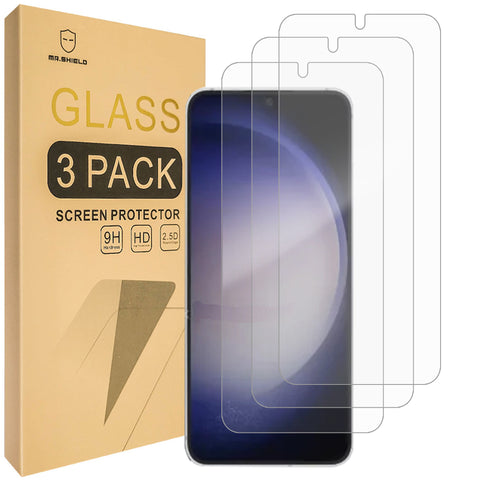 Mr.Shield [3-Pack] Screen Protector For Samsung Galaxy S24 [Fingerprint Unlock Compatible] [Tempered Glass] [Japan Glass with 9H Hardness] Screen Protect