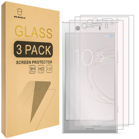Mr.Shield [3-PACK] Designed For Sony Xperia XZ1 Compact [Tempered Glass] Screen Protector [0.3mm Ultra Thin 9H Hardness 2.5D Round Edge] with Lifetime Replacement
