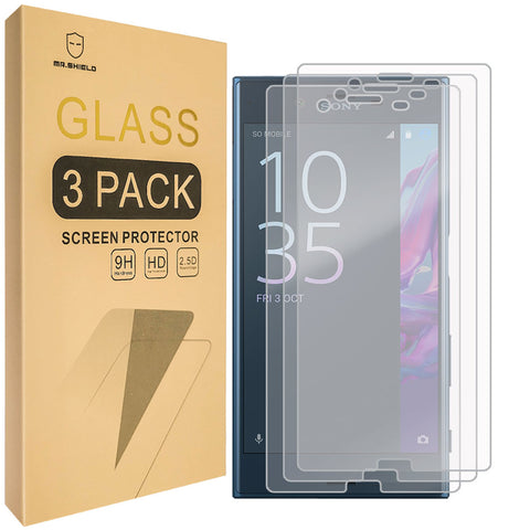 [3-PACK] - Mr.Shield Designed For Sony Xperia XZ [Tempered Glass] Screen Protector [0.3mm Ultra Thin 9H Hardness 2.5D Round Edge] with Lifetime Replacement