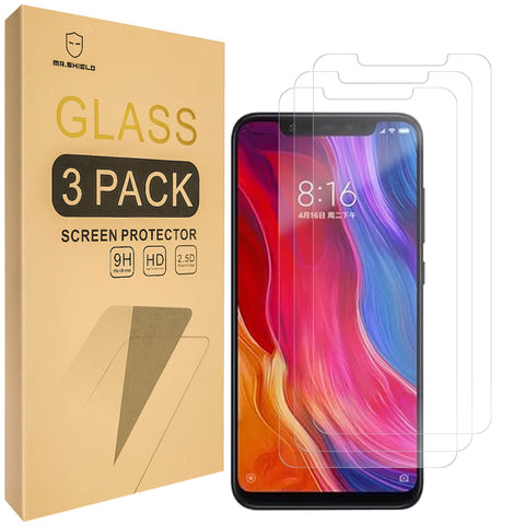 Mr.Shield [3-Pack] Designed For Xiaomi Mi 8 [Tempered Glass] [Japan Glass with 9H Hardness] Screen Protector with Lifetime Replacement