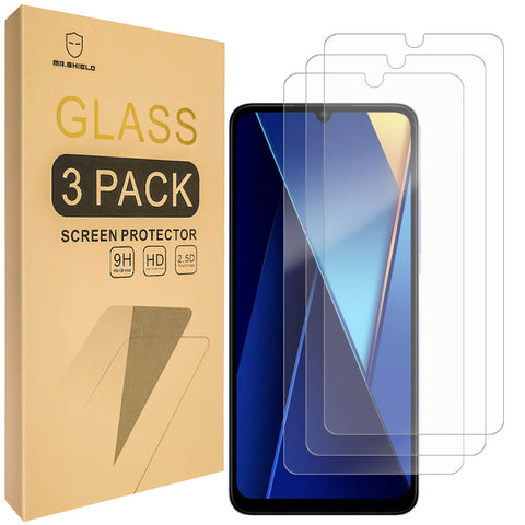 Mr.Shield Screen Protector Compatible with Xiaomi Poco C65 [Tempered Glass] [3-PACK] [Japan Glass with 9H Hardness]