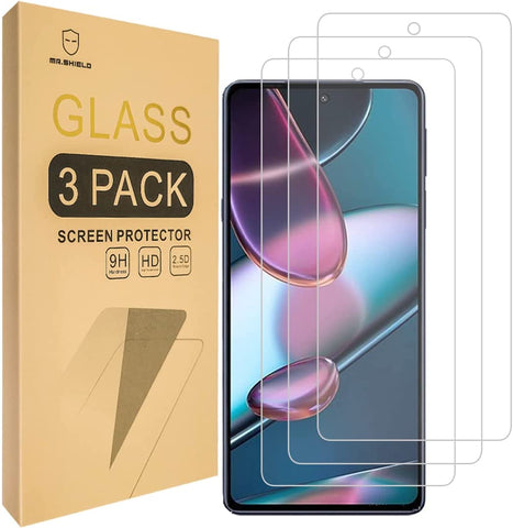 Mr.Shield [3-Pack] Designed For Motorola Edge+ / Edge Plus (2022) / Motorola Edge+ 5G UW [Cut out for Camera] [Tempered Glass] [Japan Glass with 9H Hardness] Screen Protector