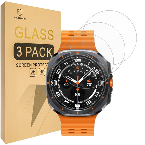 Mr.Shield Screen Protector compatible with Samsung Galaxy Watch Ultra [47mm] LTE [Tempered Glass] [3-PACK] [Japan Glass with 9H Hardness]