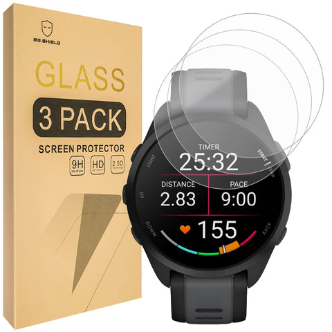 Mr.Shield Screen Protector compatible with Garmin Forerunner 165 [Tempered Glass] [3-PACK] [Japan Glass with 9H Hardness]