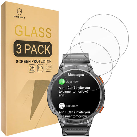 Mr.Shield Screen Protector compatible with Mingwear K68 1.85" [Tempered Glass] [3-PACK] [Japan Glass with 9H Hardness]