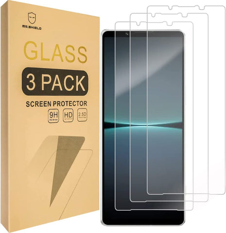 Mr.Shield [3-Pack] Designed For Sony Xperia 1 IV [Tempered Glass] [Japan Glass with 9H Hardness] Screen Protector with Lifetime Replacement