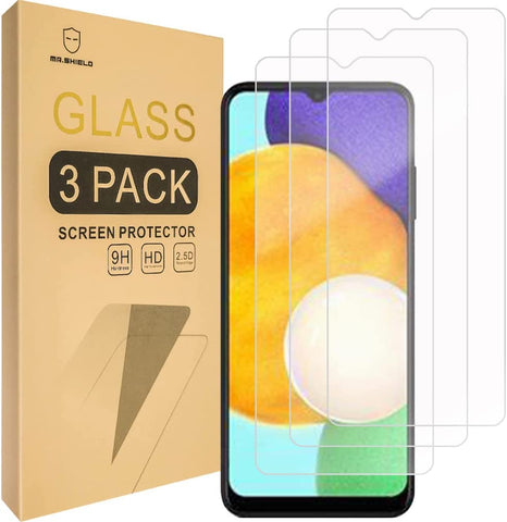 Mr.Shield [3er-Pack] Entwickelt für Samsung Galaxy A03S [Upgrade der Version mit maximaler Bildschirmabdeckung] [Gehärtetes Glas] [Japanisches Glas mit 9H-Härte] Displayschutzfolie mit lebenslangem Ersatz