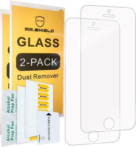 Mr.Shield [2ER-PACK] Entwickelt für iPhone SE (NUR 2016 Edition) / iPhone 5 / iPhone 5S / iPhone 5C [Gehärtetes Glas] Displayschutzfolie mit lebenslangem Ersatz