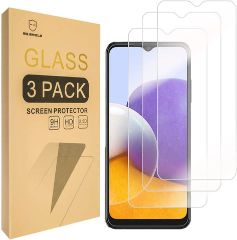Mr.Shield [3-Pack] Designed For Samsung Galaxy A22 5G [5G Version ONLY] [Tempered Glass] [Japan Glass with 9H Hardness] Screen Protector with Lifetime Replacement