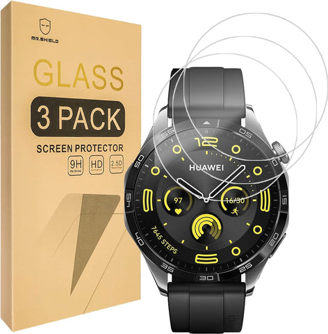 Mr.Shield Screen Protector compatible with HUAWEI Watch GT 4 GT4 46mm [Tempered Glass] [3-PACK] [Japan Glass with 9H Hardness]