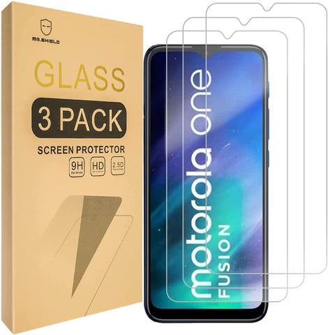 Mr.Shield [3-Pack] Designed For Motorola (Moto One Fusion) [Tempered Glass] [Japan Glass with 9H Hardness] Screen Protector with Lifetime Replacement