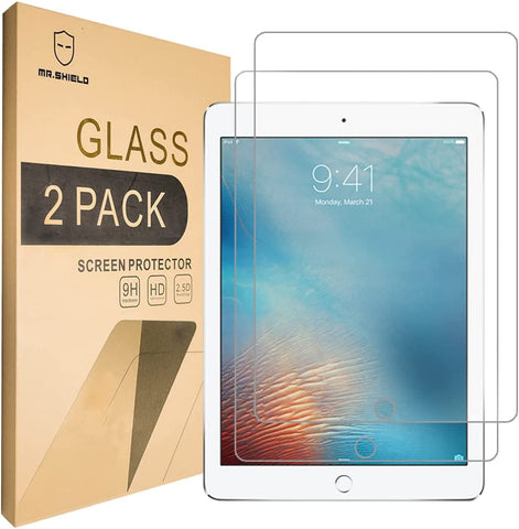 Mr.Shield [2er-Pack] entworfen für iPad Pro (12,9 Zoll) [Version 2015–2017] [gehärtetes Glas] Displayschutzfolie [0,3 mm ultradünn, 9H-Härte, 2,5D runde Kante] mit lebenslangem Ersatz