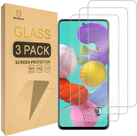 Mr.Shield [3-Pack] Designed For Samsung Galaxy A51 [270μ Glue Version] [Tempered Glass] Screen Protector with Lifetime Replacement