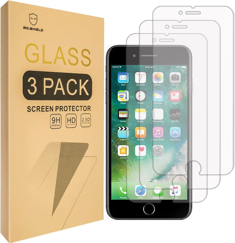 Mr.Shield [3er-Pack] entwickelt für iPhone 8/iPhone 7 [gehärtetes Glas] Displayschutzfolie [0,3 mm ultradünn, 9H-Härte, 2,5D runde Kante] mit lebenslangem Ersatz