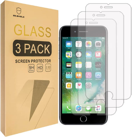 Mr.Shield [3er-Pack] entwickelt für iPhone 8 [gehärtetes Glas] Displayschutzfolie [0,3 mm ultradünn, 9H-Härte, 2,5D runde Kante] mit lebenslangem Ersatz
