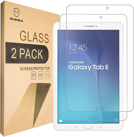 Mr.Shield [2er-Pack] entwickelt für Samsung Galaxy Tab E 9,6 Zoll [gehärtetes Glas] Displayschutzfolie [0,3 mm ultradünn, 9H-Härte, 2,5D runde Kante] mit lebenslangem Ersatz