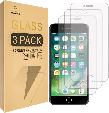 Mr.Shield [3er-Pack] entwickelt für iPhone 8 Plus [gehärtetes Glas] Displayschutzfolie [0,3 mm ultradünn, 9H-Härte, 2,5D runde Kante] mit lebenslangem Ersatz