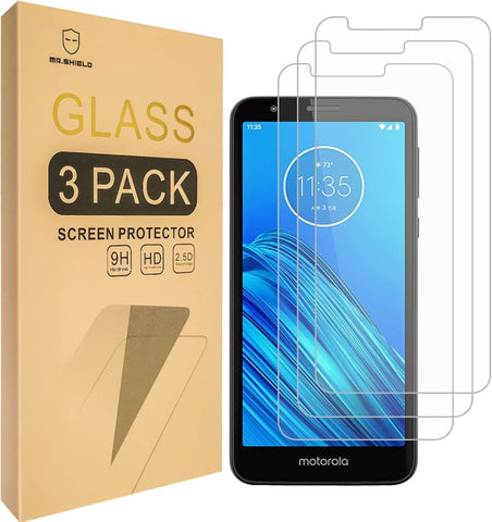 Mr.Shield [3er-Pack] entwickelt für Motorola (Moto E6) [gehärtetes Glas] Displayschutzfolie [japanisches Glas mit 9H-Härte] mit lebenslangem Ersatz