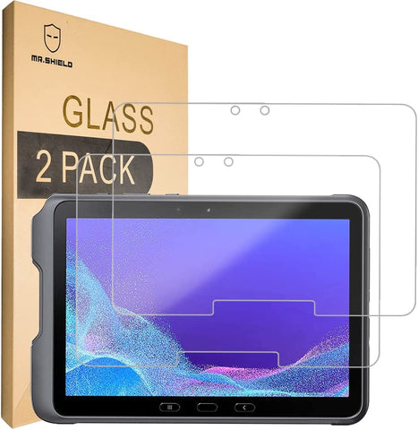 Mr.Shield [2er-Pack] Displayschutzfolie aus gehärtetem Glas für Samsung Galaxy Tab Active4 Pro mit lebenslangem Ersatz