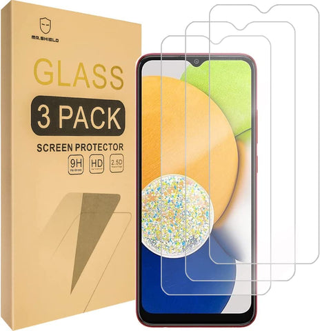 Mr.Shield [3-Pack] Designed For Samsung Galaxy A03 [Tempered Glass] [Japan Glass with 9H Hardness] Screen Protector with Lifetime Replacement