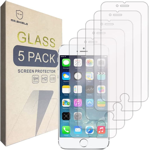 Mr.Shield [5er-Pack] Displayschutzfolie aus gehärtetem Glas für iPhone 8/iPhone 7 mit lebenslangem Ersatz