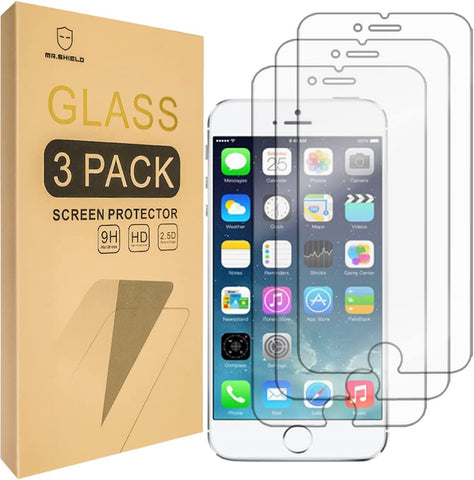 Mr.Shield [3er-Pack] entworfen für iPhone 6 Plus/iPhone 6S Plus [gehärtetes Glas] Displayschutzfolie [japanisches Glas mit 9H-Härte] mit lebenslangem Ersatz