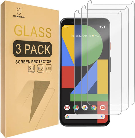 Mr.Shield [3-Pack] Designed For Google (Pixel 4) [Tempered Glass] Screen Protector [Japan Glass with 9H Hardness] with Lifetime Replacement