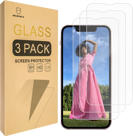 Mr.Shield Displayschutzfolie kompatibel für iPhone 13 Mini [Vollbild-Bildschirmversion] Displayschutzfolie aus gehärtetem Glas [9H-Härte – 2,5D-Kante] [3er-Pack]