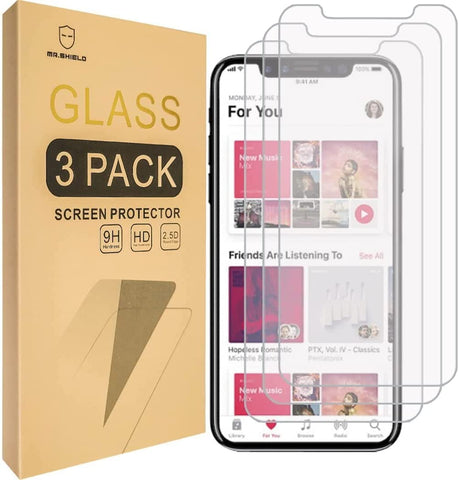 Mr.Shield [3-PACK] Designed For iPhone X/iPhone Xs/iPhone 11 Pro [Tempered Glass] Screen Protector [Japan Glass With 9H Hardness] with Lifetime Replacement