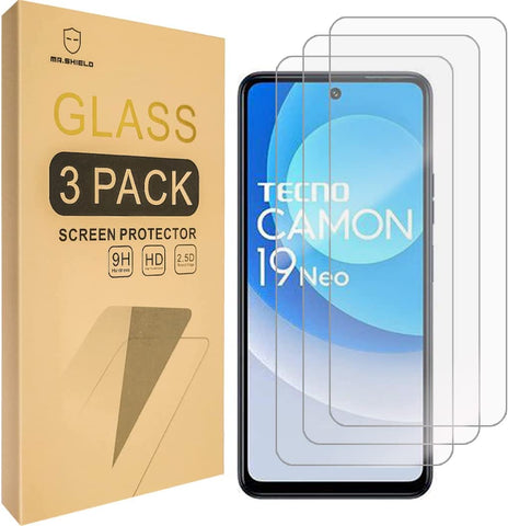 [3-Pack]-Mr.Shield Designed For Tecno Camon 19 Neo [Tempered Glass] [Japan Glass with 9H Hardness] Screen Protector with Lifetime Replacement