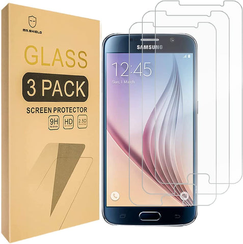 Mr.Shield [3er-Pack] Displayschutzfolie für Samsung Galaxy S6 [gehärtetes Glas] [japanisches Glas mit 9H-Härte] mit lebenslangem Ersatz