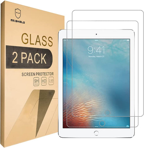 Mr.Shield [2er-Pack] entworfen für iPad 9,7" 2017 / iPad Pro 9,7 Zoll/iPad Air/iPad Air 2 [gehärtetes Glas] Displayschutzfolie [0,3 mm ultradünn, 9H-Härte, 2,5D runde Kante] mit lebenslangem Ersatz