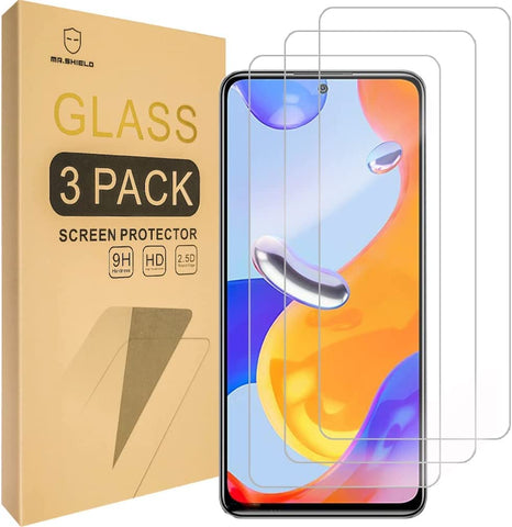 Mr.Shield [3er-Pack] Entwickelt für Xiaomi Poco X4 Pro 5G [Gehärtetes Glas] [Japanisches Glas mit 9H-Härte] Displayschutzfolie mit lebenslangem Ersatz