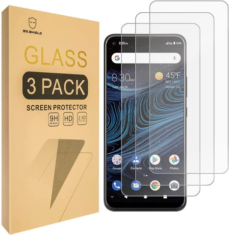 Mr.Shield [3-Pack] Designed For ZTE Blade X1 5G [Shorter Fit for Case Version] [Tempered Glass] [Japan Glass with 9H Hardness] Screen Protector with Lifetime Replacement