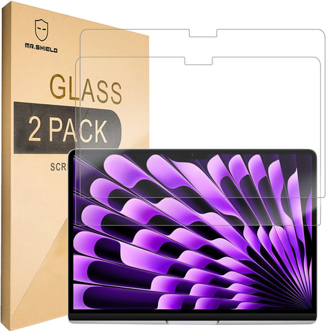 Mr.Shield Screen Protector compatible with New MacBook Air 13.6 inch (M3/M2 Chip, 2024/2022 Released) [Tempered Glass] [2-PACK] [Japan Glass with 9H Hardness]
