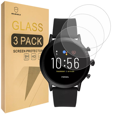 Mr.Shield Screen Protector compatible with Fossil Gen 5 Smartwatch The Carlyle HR [Tempered Glass] [3-Pack] [Japan Glass with 9H Hardness]