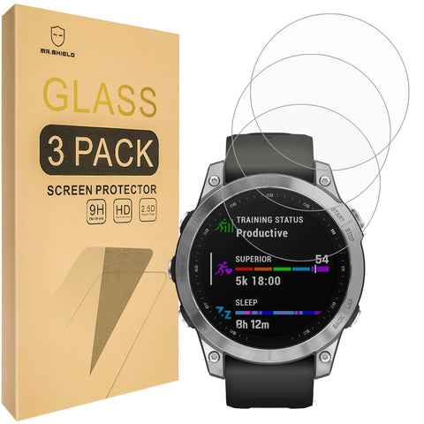 Mr.Shield Screen Protector compatible with Garmin Fenix 7 / fenix 7 Sapphire Solar [Tempered Glass] [3-PACK] [Japan Glass with 9H Hardness]