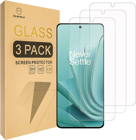 Mr.Shield [3-Pack] Screen Protector For OnePlus Nord 3 / OnePlus Ace 2V [Tempered Glass] [Japan Glass with 9H Hardness] Screen Protector with Lifetime Replacement