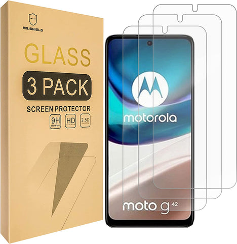 Mr.Shield [3-Pack] Designed For Motorola MOTO G42 [Tempered Glass] [Japan Glass with 9H Hardness] Screen Protector with Lifetime Replacement