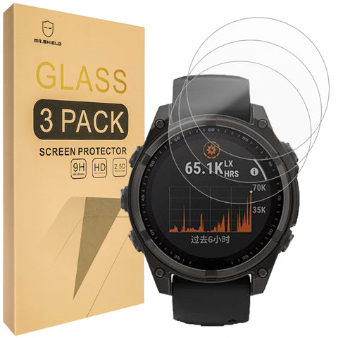 Mr.Shield Screen Protector compatible with Garmin Fenix 8 [47mm] (Amoled) [Tempered Glass] [3-PACK] [Japan Glass with 9H Hardness]