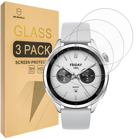 Mr.Shield Screen Protector compatible with Xiaomi Watch S4 [Tempered Glass] [3-PACK] [Japan Glass with 9H Hardness]