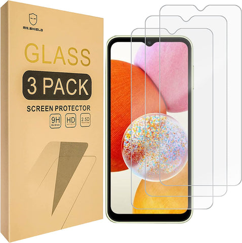 Mr.Shield [3er-Pack] Displayschutzfolie für Samsung Galaxy A14 4G [NICHT für 5G] [Gehärtetes Glas] [Japanisches Glas mit 9H-Härte] Displayschutzfolie mit lebenslangem Ersatz