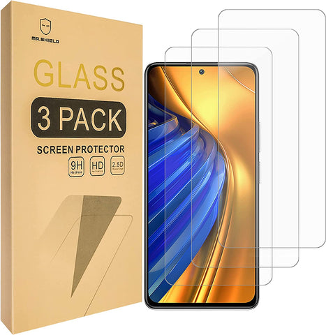 Mr.Shield [3er-Pack] Entwickelt für Xiaomi Poco F4 5G / Redmi K50 / Redmi K50 Pro [Gehärtetes Glas] [Japanisches Glas mit 9H-Härte] Displayschutzfolie mit lebenslangem Ersatz