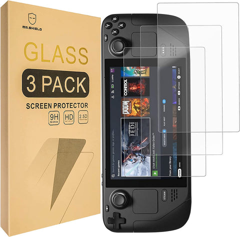 Mr.Shield Screen Protector For Steam Deck / Steam Deck OLED 2021 & 2022 & 2023 [Tempered Glass] [9H Hardness] [3-Pack] Screen Protector
